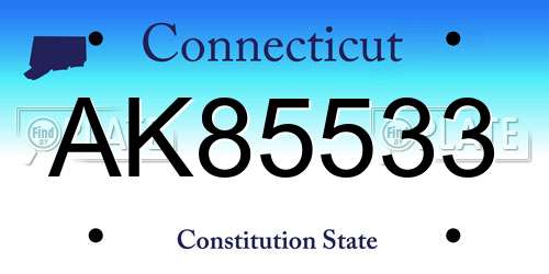 AK85533 Connecticut License Plate