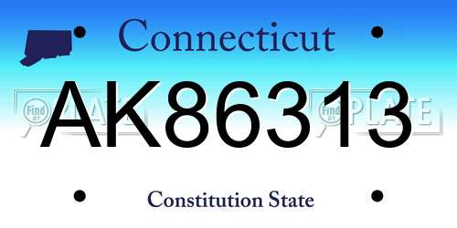 AK86313 Connecticut License Plate