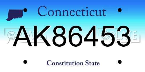 AK86453 Connecticut License Plate