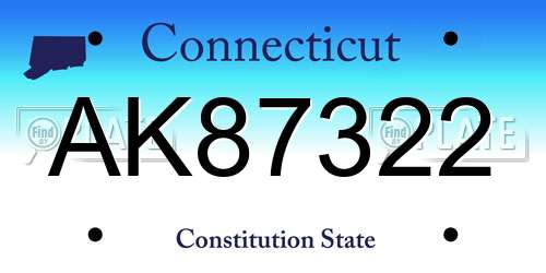 AK87322 Connecticut License Plate