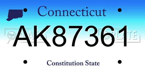 AK87361 Connecticut License Plate