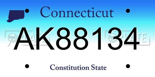 AK88134 Connecticut License Plate