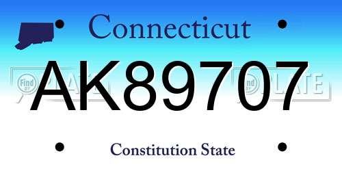 AK89707 Connecticut License Plate