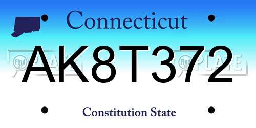 AK8T372 Connecticut License Plate