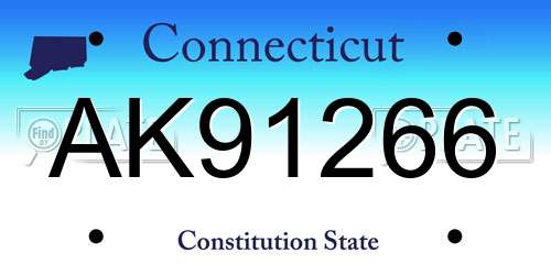 AK91266 Connecticut License Plate