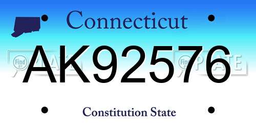 AK92576 Connecticut License Plate