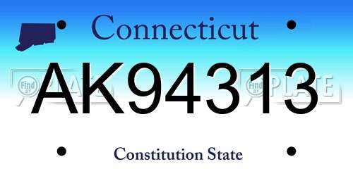 AK94313 Connecticut License Plate