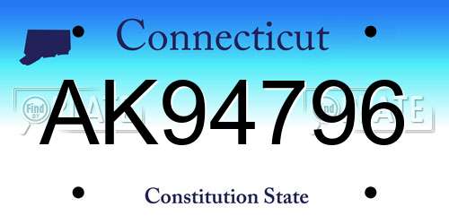 AK94796 Connecticut License Plate
