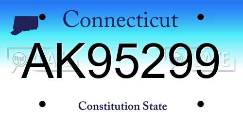 AK95299 Connecticut License Plate