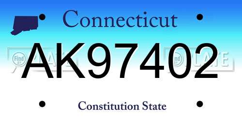AK97402 Connecticut License Plate