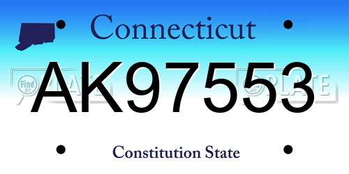 AK97553 Connecticut License Plate
