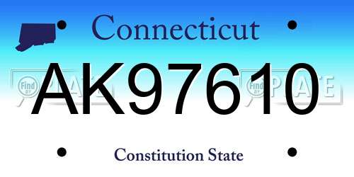 AK97610 Connecticut License Plate
