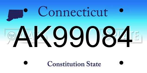 AK99084 Connecticut License Plate
