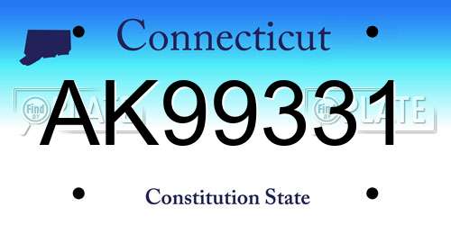 AK99331 Connecticut License Plate