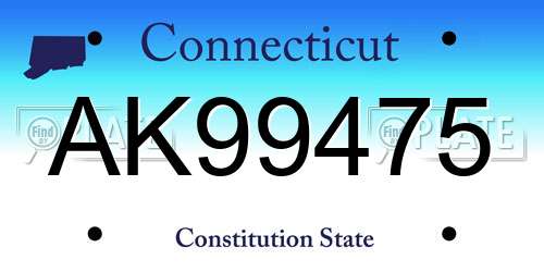 AK99475 Connecticut License Plate