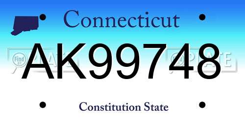 AK99748 Connecticut License Plate