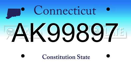 AK99897 Connecticut License Plate