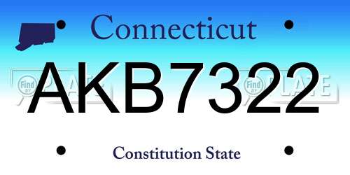 AKB7322 Connecticut License Plate