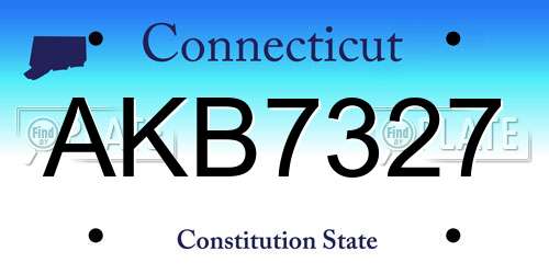 AKB7327 Connecticut License Plate