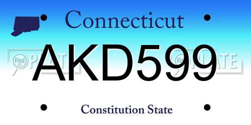 AKD599 Connecticut License Plate