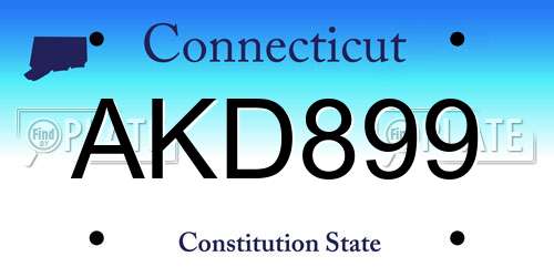 AKD899 Connecticut License Plate