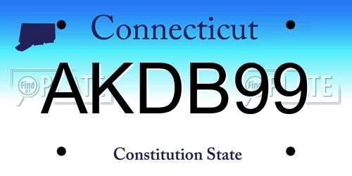 AKDB99 Connecticut License Plate