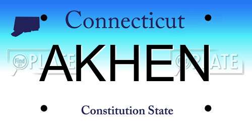 AKHEN Connecticut License Plate