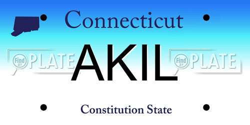 AKIL Connecticut License Plate