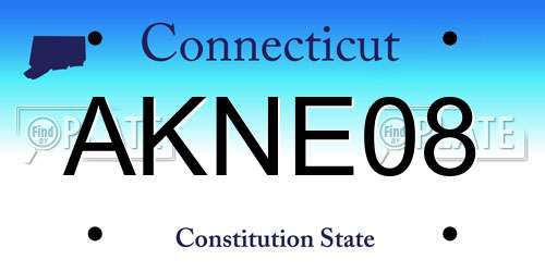 AKNE08 Connecticut License Plate