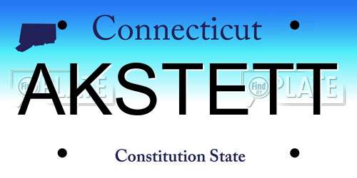 AKSTETT Connecticut License Plate