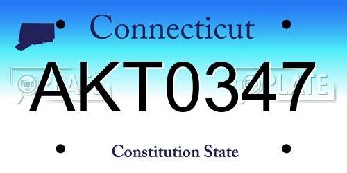 AKT0347 Connecticut License Plate