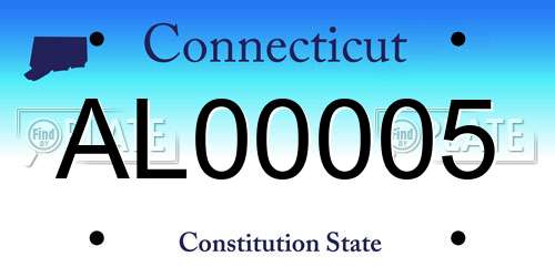 AL00005 Connecticut License Plate
