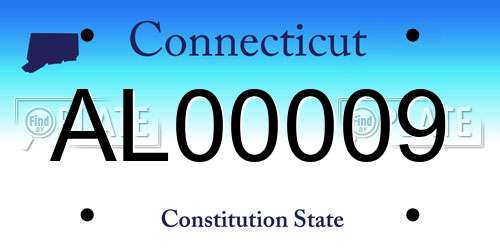 AL00009 Connecticut License Plate