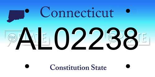 AL02238 Connecticut License Plate