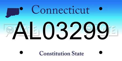 AL03299 Connecticut License Plate