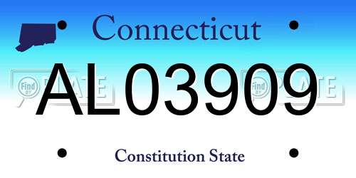 AL03909 Connecticut License Plate