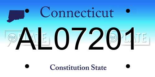 AL07201 Connecticut License Plate