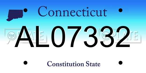 AL07332 Connecticut License Plate