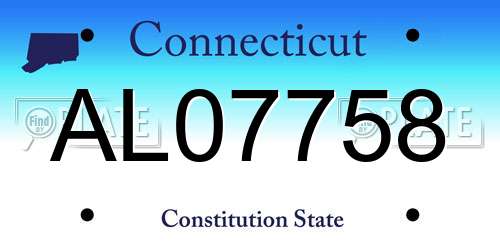 AL07758 Connecticut License Plate