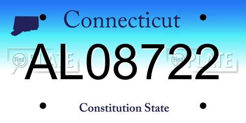 AL08722 Connecticut License Plate