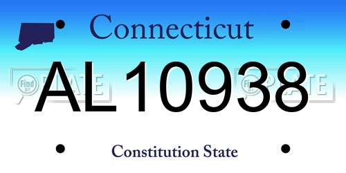 AL10938 Connecticut License Plate