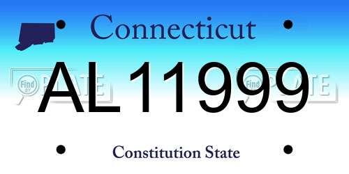 AL11999 Connecticut License Plate