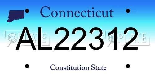AL22312 Connecticut License Plate