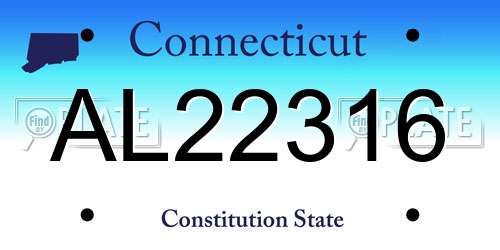 AL22316 Connecticut License Plate