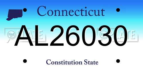 AL26030 Connecticut License Plate