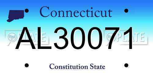 AL30071 Connecticut License Plate