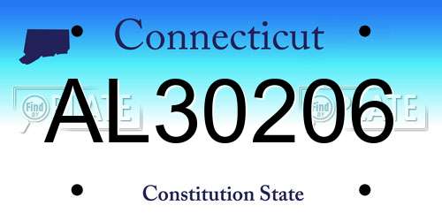 AL30206 Connecticut License Plate