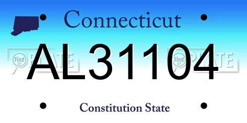 AL31104 Connecticut License Plate