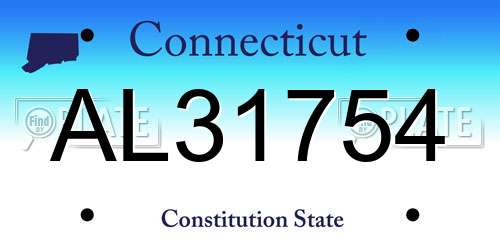 AL31754 Connecticut License Plate