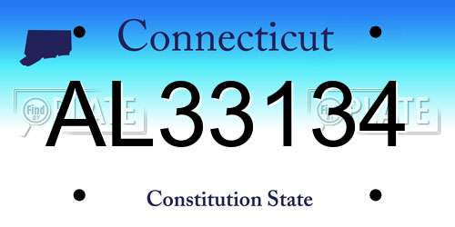 AL33134 Connecticut License Plate